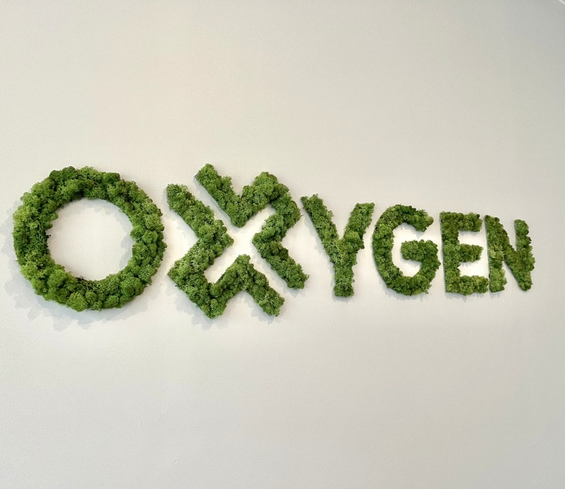 Stabilizuotų samanų logotipas OXYGEN