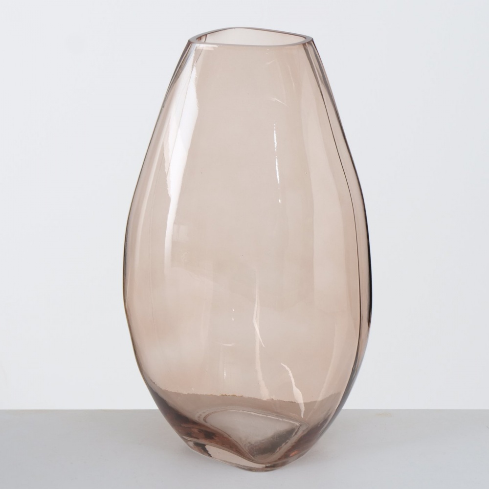 Rausvo stiklo vaza h-32 cm